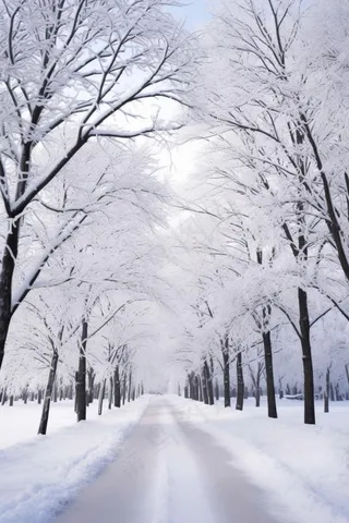 路边雪景唯美背景