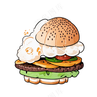 汉堡多层简约插画清新可爱食物