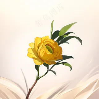 白色黄色手绘新中式风格花植物69 白色黄色手绘新中式风格花植物69