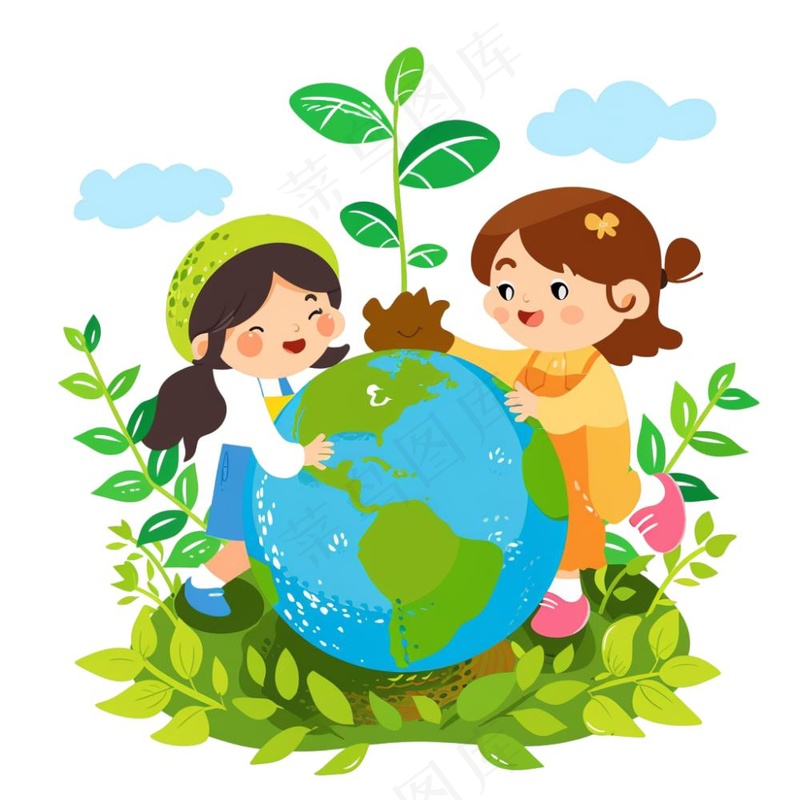 世界地球保护环境绿色卡通插画免抠