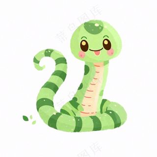 蛇青蛇十二生肖动物卡通插画免抠
