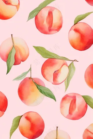 水蜜桃粉色可爱卡通插画壁纸