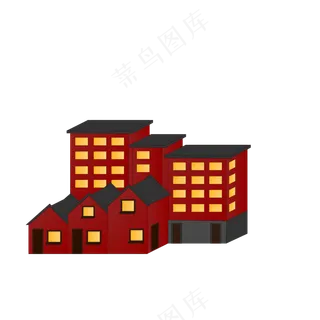 免抠一座卡通的红房子