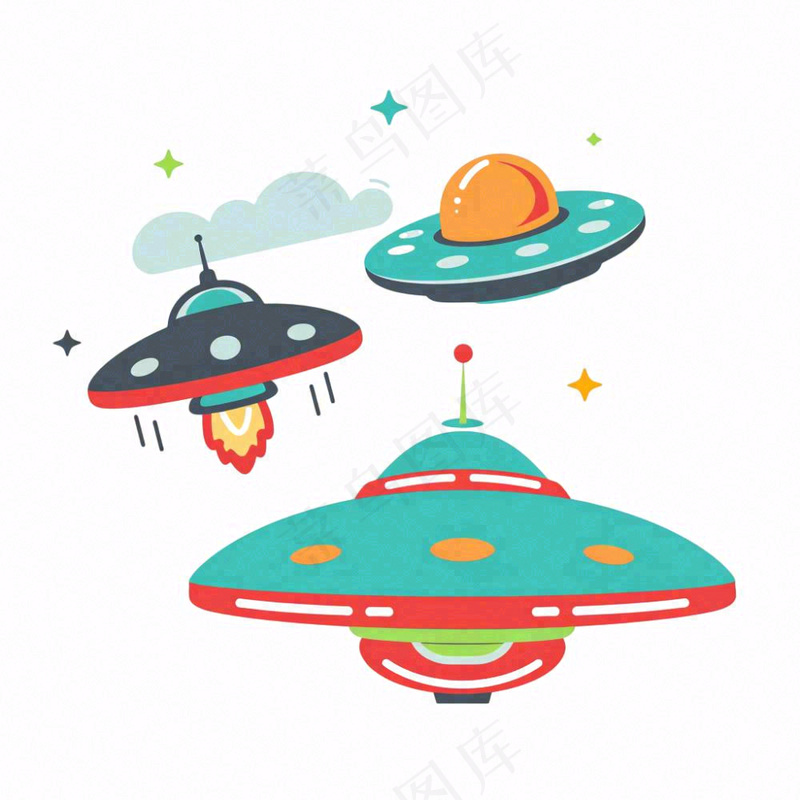 宇宙飞船太空卡航空通插画免抠(1024x1024)
