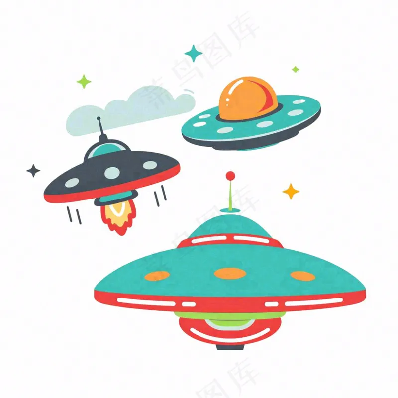 宇宙飞船太空卡航空通插画免抠(1024x1024)