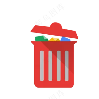 免抠红色垃圾桶图标