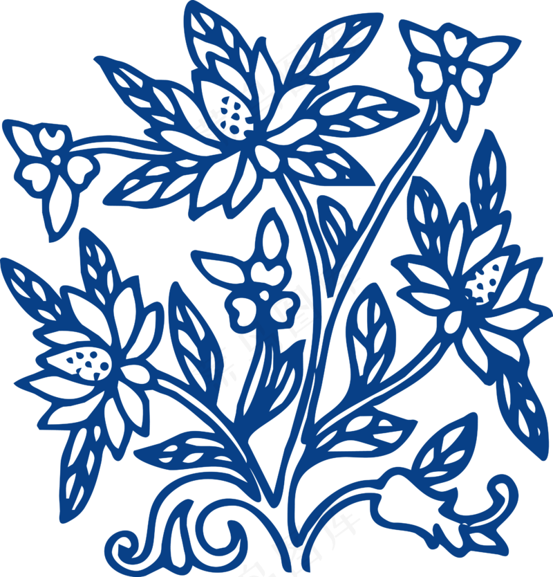 古代青花瓷图案花纹中国风图案祥云纹理传统图腾PNG免扣素材