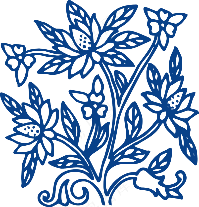 古代青花瓷图案花纹中国风图案祥云纹理传统图腾PNG免扣素材