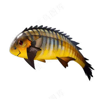 黄色卡通手绘鱼免抠素材33