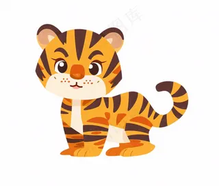 老虎动物卡通插画免抠