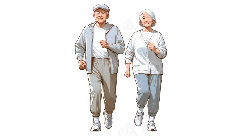 慢跑运动的老头老太太