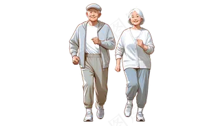 慢跑运动的老头老太太