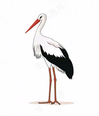 白鹤白鹭鸟国风插画免抠