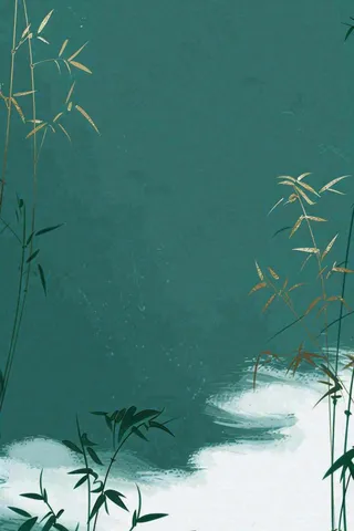 墨绿竹林青山端午清明淡雅水墨国风插画背景