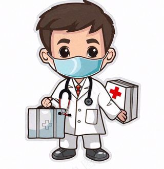 医生提着药箱医疗人物卡通插画免抠