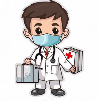 医生提着药箱医疗人物卡通插画免抠