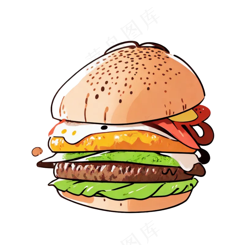 汉堡多层简约插画清新可爱食物