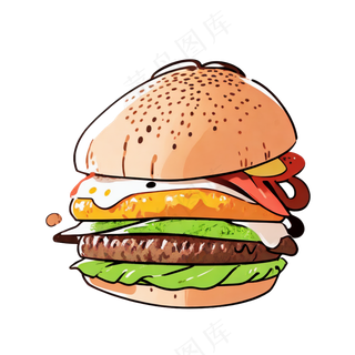 汉堡多层简约插画清新可爱食物