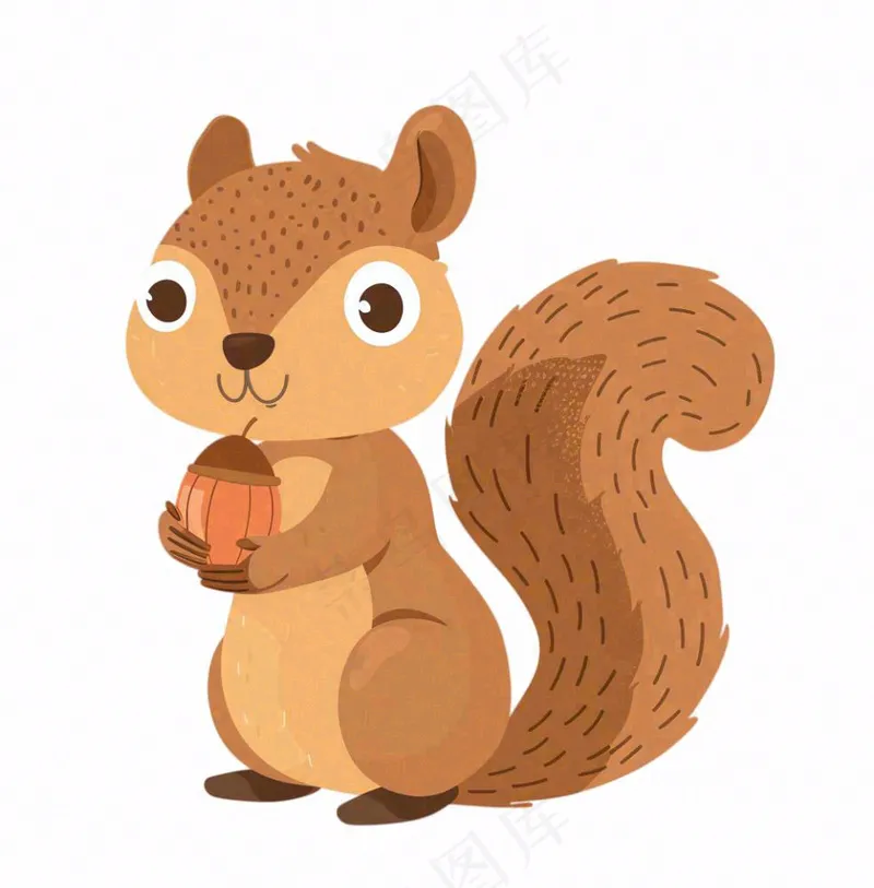 松鼠抱着松子动物卡通插画免抠(1024x1040)