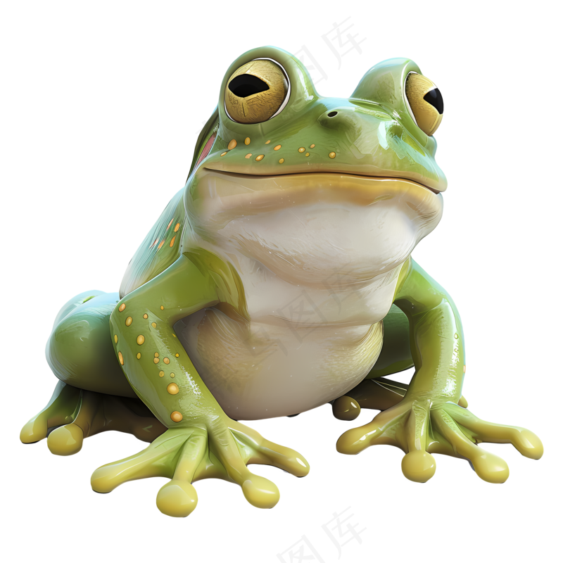免扣绿色的卡通青蛙