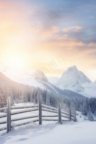 大学冬天雪山唯美雪花节气海报背景