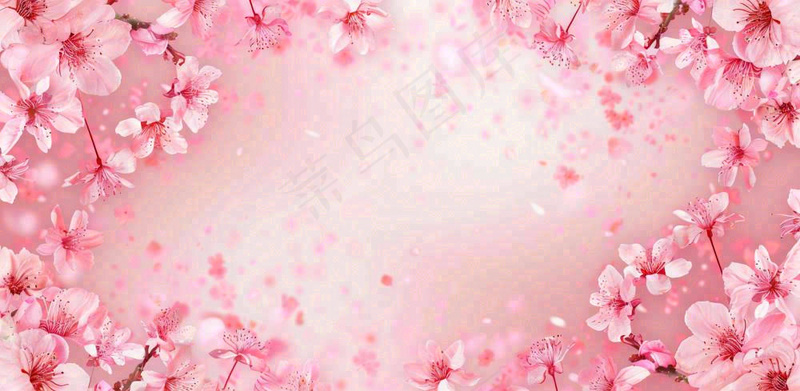 粉色樱花桃花梦幻粉红春天立春春分背景(1568x768)