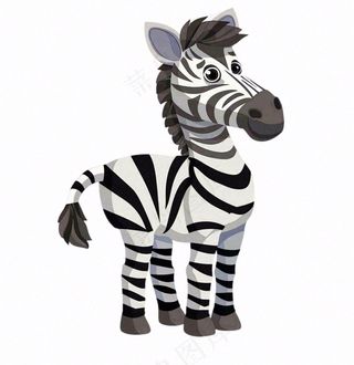 斑马黑白动物卡通插画免抠