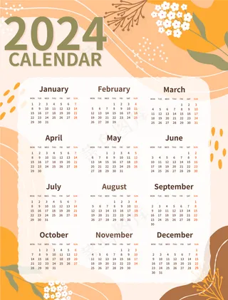 橙色新年日历矢量免扣AI素材