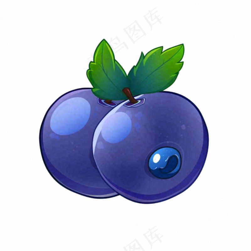 蓝莓水果卡通插画免抠(1024x1024)