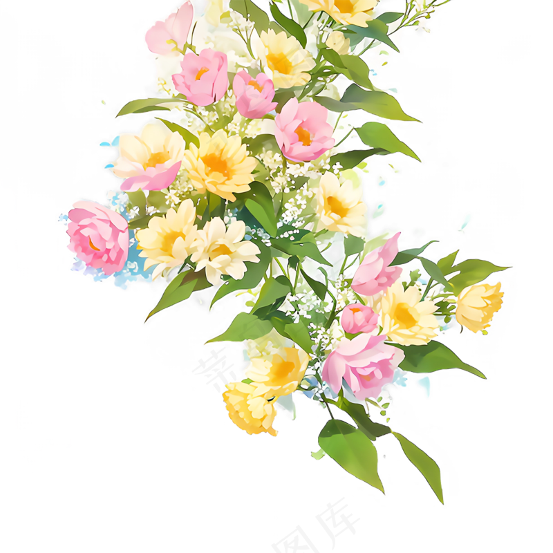 黄色 唯美 手绘 免抠 PNG 花 植物 素材8