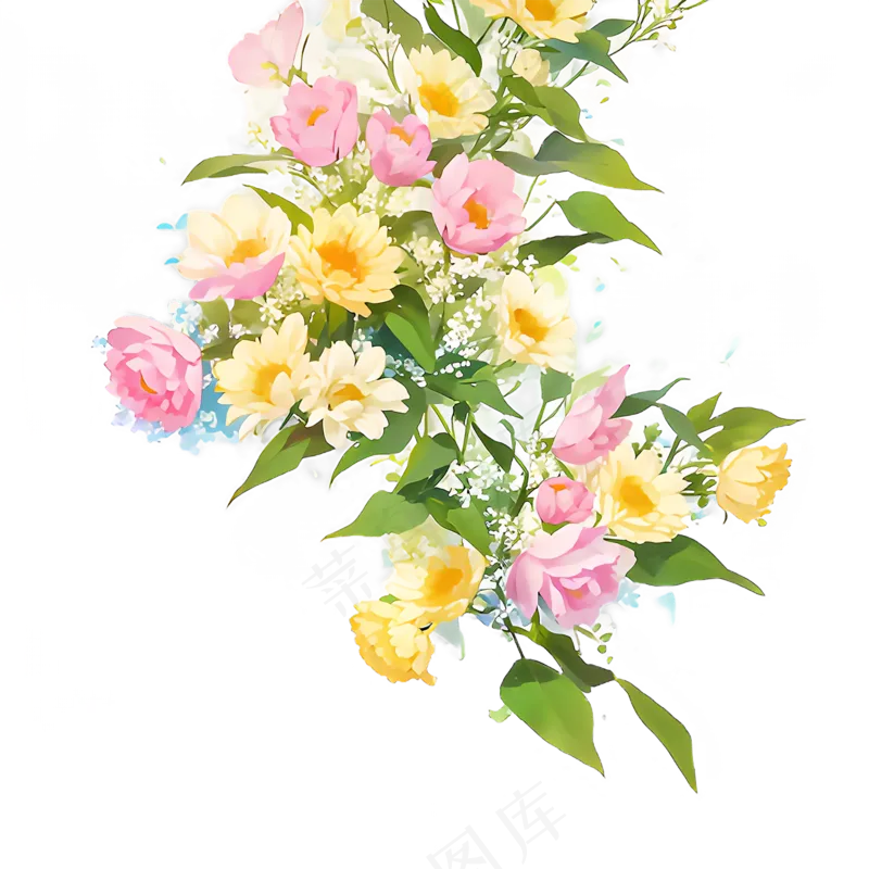 黄色 唯美 手绘 免抠 PNG 花 植物 素材8
