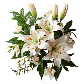 复古的插画百合花束