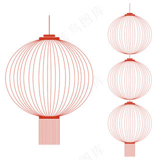 红色喜庆中国风春节描边灯笼 