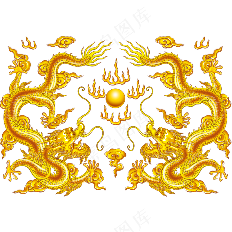 中国风金色龙元素古风水墨龙png免抠透明素材装饰图片PS素材