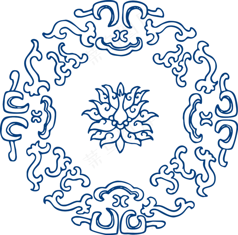 古代青花瓷图案花纹中国风图案祥云纹理传统图腾矢量AI设计免扣素材