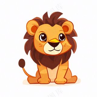 狮子雄狮动物卡通插画免抠