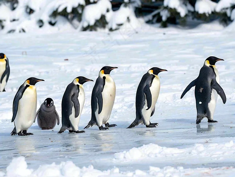 冰雪天地的企鹅寒冷动物摄影图(3696x2784)