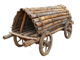 古代老旧木车