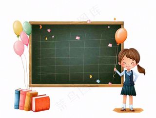 教室黑板教室讲课老师教师人物卡通插画免抠