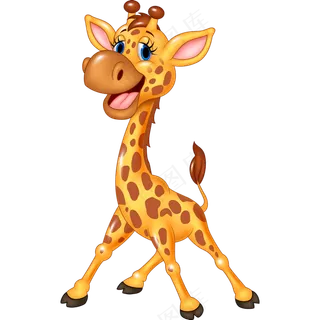 免抠劈叉的卡通长颈鹿