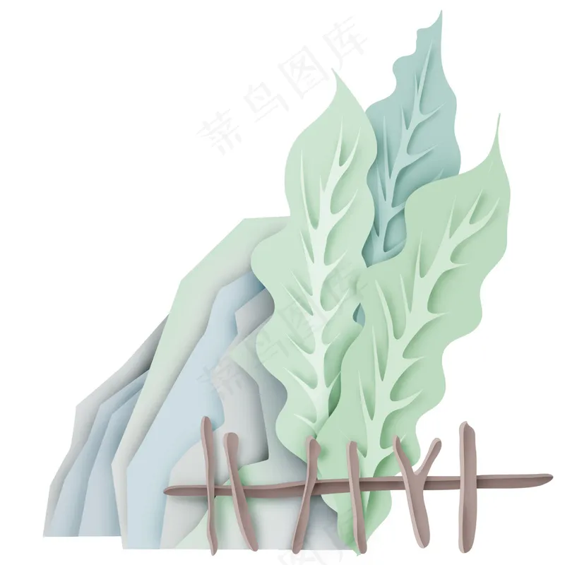 简约山和叶子免扣元素psd模版下载