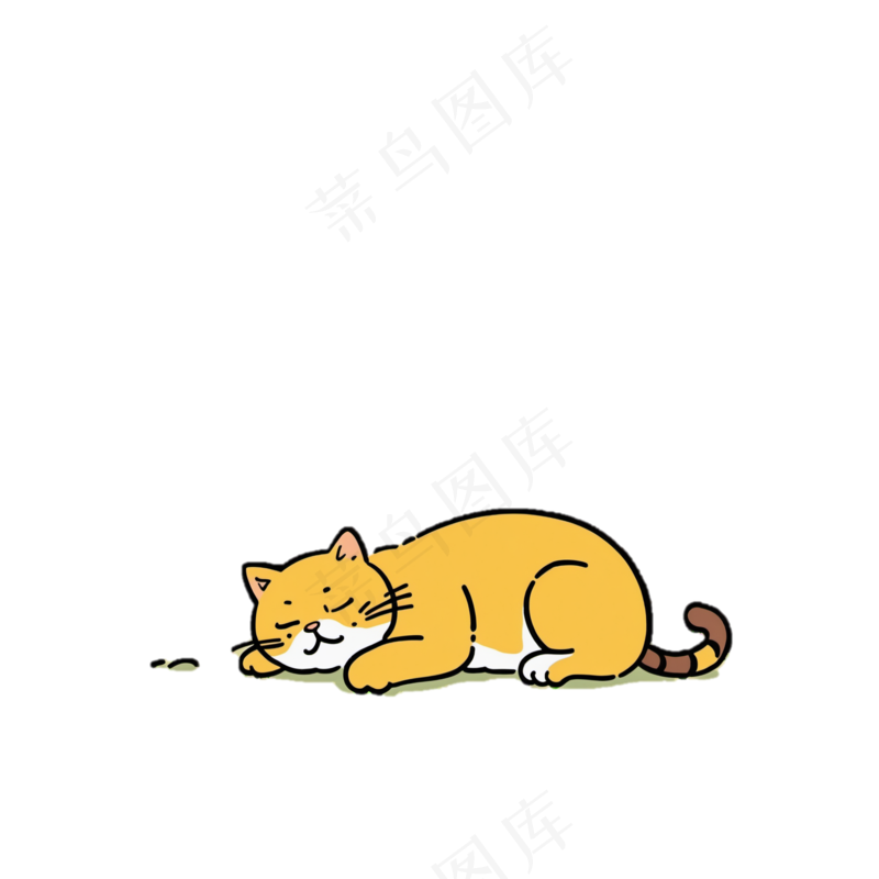 黄色睡觉小猫 免抠透明底 (2)