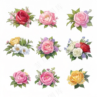 红色黄色粉色玫瑰花免抠素材140