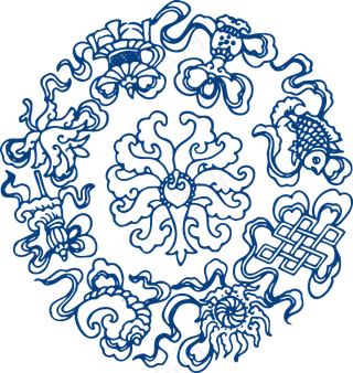 古代青花瓷图案花纹中国风图案祥云纹理传统图腾PNG免扣素材