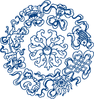 古代青花瓷图案花纹中国风图案祥云纹理传统图腾PNG免扣素材