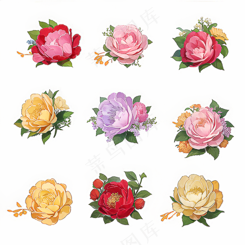红色黄色粉色玫瑰花免抠素材107