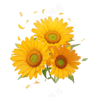 黄色向日葵花朵免抠素材34