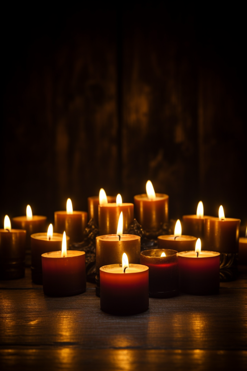 白色蜡烛长明灯祈福摄影图