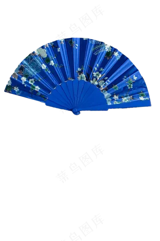 蓝色绸缎扇子 免抠