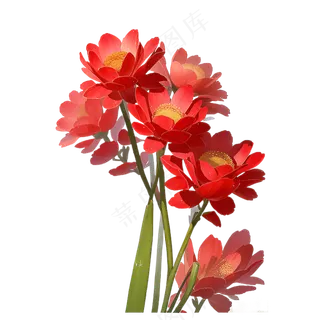 红色海棠花写实手绘练习作品17